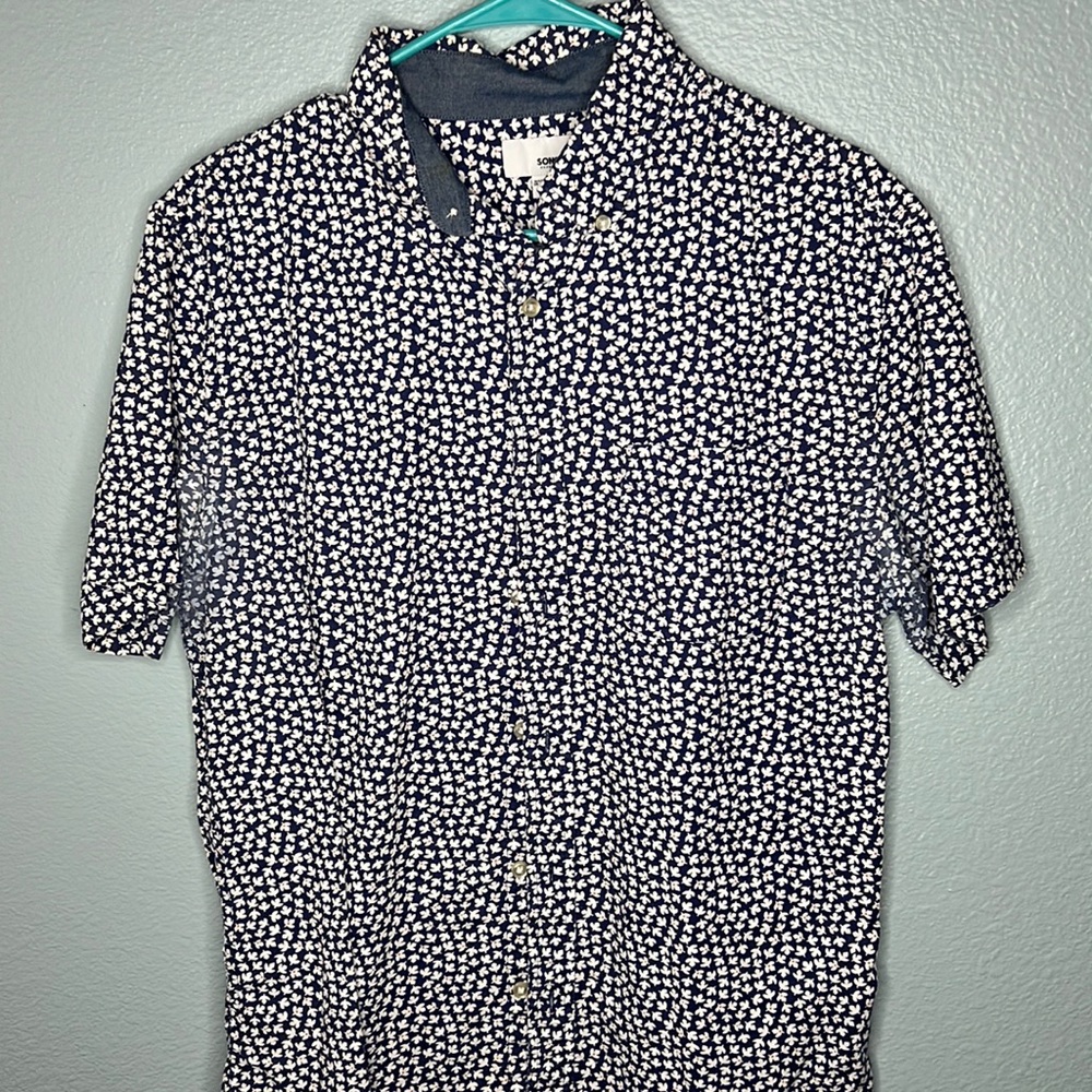 blue floral button down